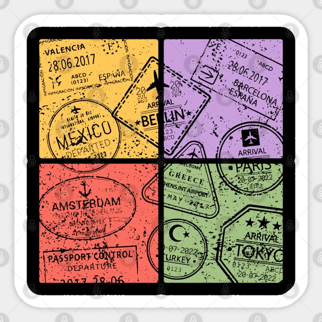Traveler's Passport Pop Art Design - Retro Travel Art Sticker by TuncGK